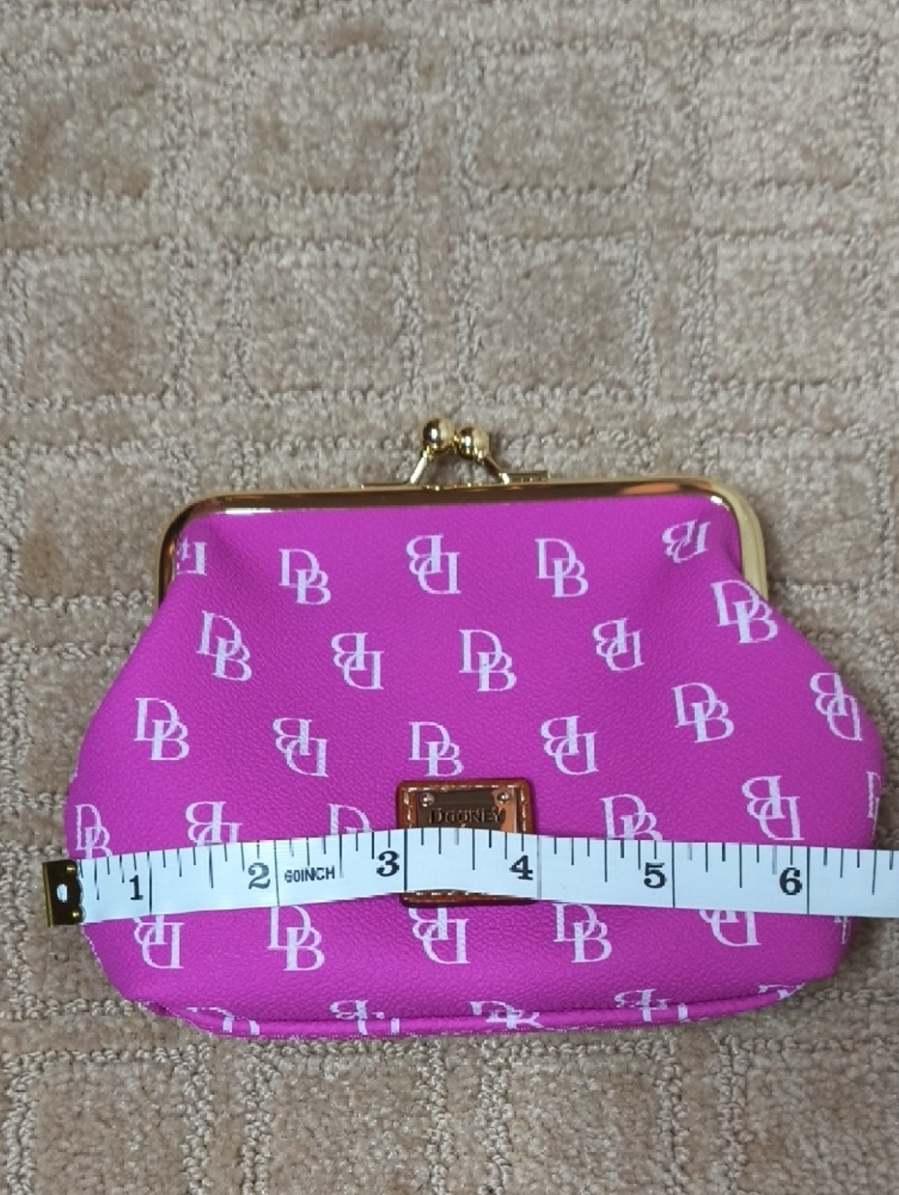 Dooney & Bourke Pink DB Logo Kiss-Lock Coin Purse - Picture 6 of 8